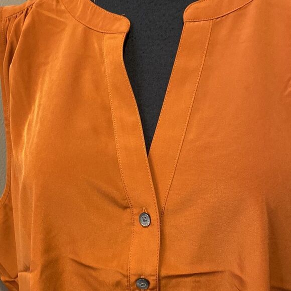 NWT J Crew Blood Orange Extra Large Popover Tank Button Up V Neck Round Hem - Picture 4 of 8